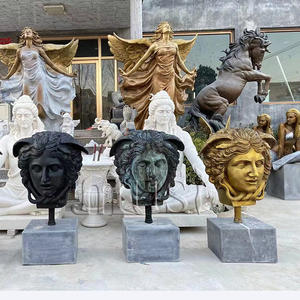 MUSI jardín moderno decoración del hogar Metal grande serpiente griega demonio busto bronce Medusa cabeza estatuas escultura de latón - Product Image 2