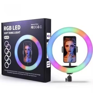 Lampe vidéo LED RGB pour <span class=keywords><strong>selfie</strong></span>, <span class=keywords><strong>streaming</strong></span> en direct, enregistrement photo, studio photo, éclairage de beauté pour appareil photo et smartphone - Product Image 1