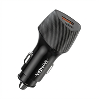Chargeur de voiture USB avec câble rétractable iPhone PD30W QC18W, chargeur de voiture à charge rapide Type C avec câble 48W haute puissance