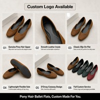 Birotzxiues Sepatu Flat Balet D Orsay Rambut Kuda Wanita Slip On Ujung Bulat 4 Warna Coklat Hitam Hijau Nyaman Ukuran EUR 36-44