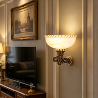 Applique murale vintage en laiton avec abat-jour en verre, lumière LED, douille E27, CRI 90, 2700K, 4100K, 6000K, éclairage pour hôtel