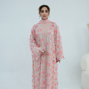 Collection Abaya <span class=keywords><strong>de</strong></span> Luxe 2026 pour l'Aïd – Ensemble 3 Pièces Brodé Floral <span class=keywords><strong>avec</strong></span> Dentelle, Abaya Modeste pour Femme Musulmane <span class=keywords><strong>avec</strong></span> <span class=keywords><strong>Robe</strong></span> Intérieure et <span class=keywords><strong>Hijab</strong></span> - Product Image 5