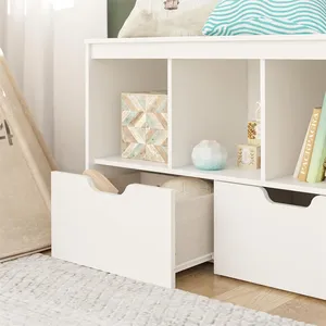 Armoire de rangement de jouets pour enfants avec 2 tiroirs <span class=keywords><strong>à</strong></span> jouets roulants et grande étagère cube de rangement armoire <span class=keywords><strong>à</strong></span> jouets <span class=keywords><strong>bibliothèque</strong></span> pour chambre d'enfants - Product Image 4