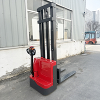 Chariot élévateur électrique durable à batterie lithium, idéal pour le stockage de marchandises dans les allées étroites