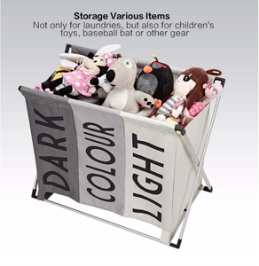 HOMEST Laundry Basket 3 Sections, Large Dirty Clothes Hamper Sorter for Bathroom, Foldable Hamper Divided, Multicolor - Product Image 3