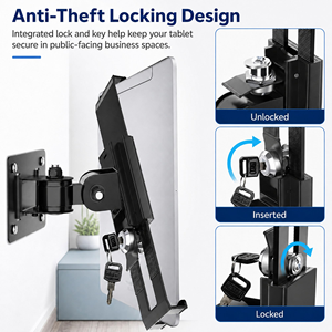 Universal <b>Tablet</b> Wall Mount <b>Stand</b> with Lock Anti-Thief 360 Degree Rotation <b>Stand</b> Holder - Product Image 4