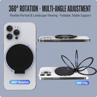 Penyangga Ponsel Aluminium Alloy Magnetik Putar 360 Derajat untuk iPhone dengan Desain Cincin Desktop Portabel