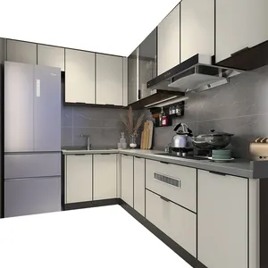 RTA Factory Kitchen Units Morden Household Kitchen Furniture Solid Wood MDF HDF Plywood Particle Board Modular Kitchen Cabinets