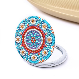 Diamond Painting Carry On piccolo specchio per la borsa e il modello di <span class=keywords><strong>Mandala</strong></span> da viaggio per il trucco portatile diamante pittura specchio per adulti - Product Image 1