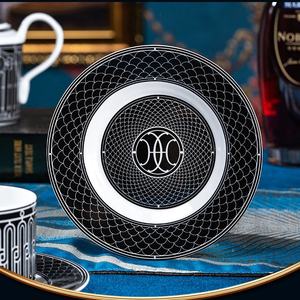 Nouvelles conceptions, ensemble de tasses à café et à thé en céramique personnalisable, style minimaliste, rayures noires de luxe, porcelaine fine - Product Image 5