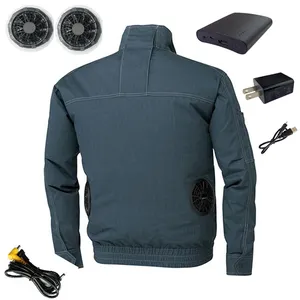 Summer Outdoor Work Clothes Denim Jacket Denim Clothing Air Conditioned Shirt With Turbo Fans For Cooling