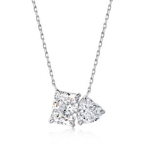 Colliers pendentifs Dylam Dainty en argent S925 plaqué or rose 18 carats avec chaîne à maillons et double zircone cubique 8A, pierre de naissance - Product Image 1