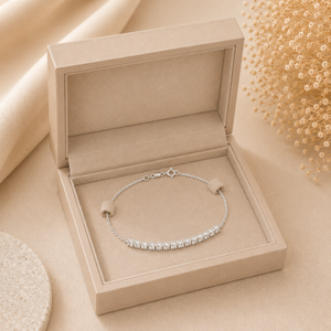 Élégant bracelet demi-tennis en argent sterling avec chaîne de diamants CZ taille ronde, bracelet délicat pour femme, bijoux de mode raffinés - Product Image 1
