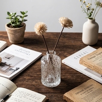 Diffuseur en verre gaufré transparent, flacon décoratif vide pour huiles essentielles avec bouchon métallique pour usage domestique