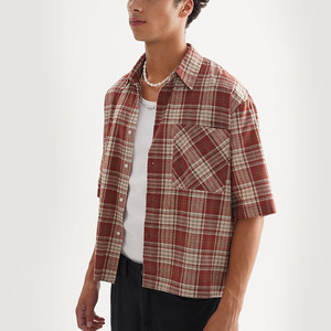 BINBEIER <span class=keywords><strong>Camicia</strong></span> a Quadri in Stock, Personalizzabile con Logo Ricamato, <span class=keywords><strong>Camicia</strong></span> Estiva a Quadri con Bottoni, <span class=keywords><strong>Camicia</strong></span> Corta a Righe per Uomo - Product Image 2