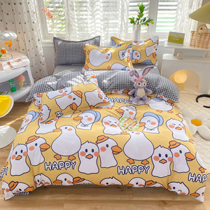 Juego de Ropa de Cama con Estampado de Dibujos Animados en Colores Pastel, <span class=keywords><strong>Funda</strong></span> de Edredón Transpirable y Agradable para la Piel, para Niños y Dormitorios Estudiantiles - Product Image 1