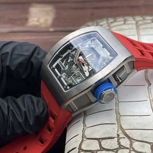 Reloj Automático de Pulsera para Hombre, Multifunción, de Alta Precisión, con Caja de Titanio Pulido y Correa de Goma Roja, Estilo Deportivo - Product Image 3