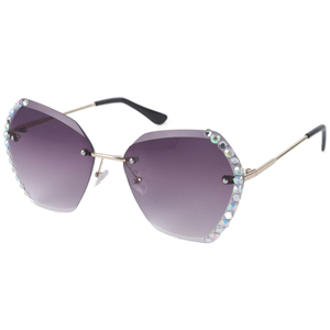 Lunettes <span class=keywords><strong>de</strong></span> <span class=keywords><strong>soleil</strong></span> polygonales sans cadre en métal pour femmes, <span class=keywords><strong>tendance</strong></span> européenne et américaine, en diamant, à bord coupé, nouvelle collection <span class=keywords><strong>2022</strong></span> - Product Image 3