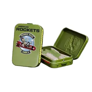 Eco Friendly Airtight Child Resistant Tin With Hinged Lid With Metal Button Lock In Case For 0.5g 1g Pre 5 Rolls