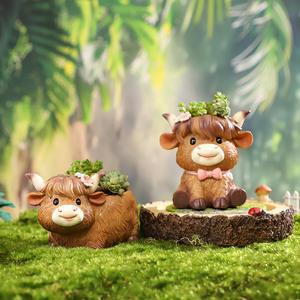 กระถางต้นไม้เรซิ่นรูปลูกวัวยักษ์ ดีไซน์การ์ตูนสัตว์ สำหรับปลูกไม้อวบน้ำและดอกไม้ ตกแต่งโต๊ะทำงาน บ้าน และสำนักงาน - Product Image 2