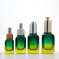 15ml 20ml 30ml 50ml Flacon compte-gouttes carré doré à bouton-poussoir pour bouteille cosmétique en verre sérigraphie à fond épais pour huile d'essence