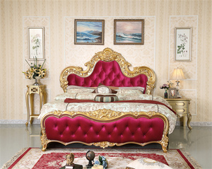 Ensemble de chambre à coucher d'hôtel maison d'hôtes de style américain meubles classiques ensemble de chambre à coucher en bois lit King Size table de nuit commode miroir GD14 - Product Image 2