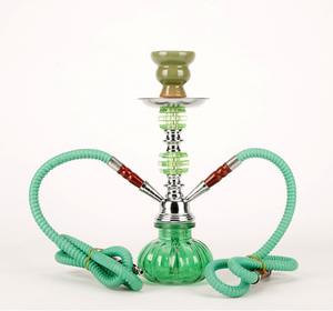 Usine transfrontalière chaude arabe Maya narguilé acrylique vert 32 cm Double narguilé bol petite saveur narguilé avec technique de laque - Product Image 1