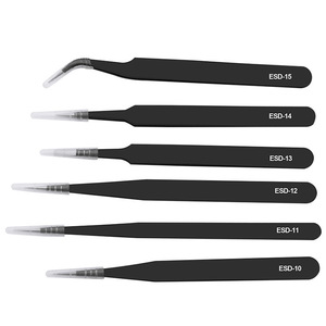 Wholesale <b>Anti</b>-<b>static</b> Eyebrow Tweezers Set Stainless Steel Soldering Precision Curved Eyelash Tweezers Kit for Phone Repairing - Product Image 2