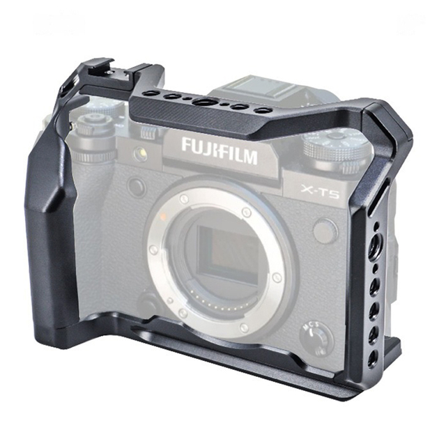 YEAH Shutter Button Cold Shoe Full Cage for Fuji XT5, Quick Release Aluminum Alloy Rig Camera Video Cage for Fujifilm X-T5 Digit