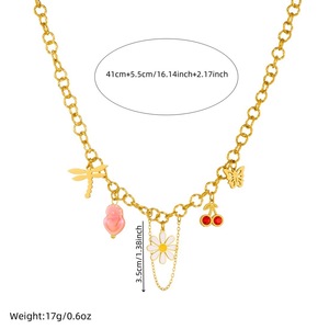Fashion Pendant Necklace Zinc Alloy Daisy Cherry Design Party Jewelry Gold Chain Charm Necklace N3750 - Product Image 4
