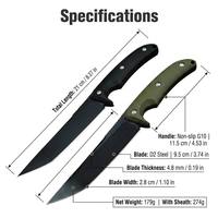 Pisau Taktis Berburu & Survival DIY OEM, Baja Tahan Karat D2, Gagang G10, untuk Berkemah, Ketebalan 4.8mm, Bilah Tetap 21cm