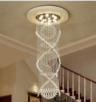 Lustre moderne en cristal pour hôtel et villa, double spirale