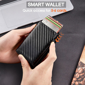 <b>Men's</b> Carbon Fiber <b>Wallet</b> <b>RFID</b> Blocking Automatic Card Holder Business Style Minimalist Design - Product Image 3