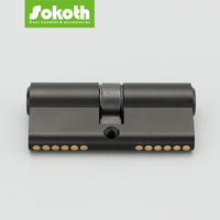 Sokoth Cylindre de porte à double ouverture noir mat chromé brillant 70 mm en aluminium ANSI Grade 2 Garantie 5 ans Style moderne 5