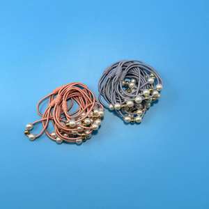 Cuerda trenzada de colores para el cabello, lazo para el cabello para mujer, banda elástica, lazo para el cabello con perlas coreanas Dongdaemun, accesorio sencillo, banda básica para el cabello - Product Image 3