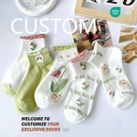 Chaussettes courtes d'été pour femmes, personnalisées, de haute qualité, tricotées, fines, en polyester, anti-bactériennes, avec logo sur le revers, motif amusant