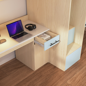 Giường tầng đôi cho trẻ em có ngăn chứa đồ, được sử dụng trong phòng ngủ trẻ em, giường tầng có bàn học được sử dụng trong ký túc xá trường học, nhà nghỉ - Product Image 4