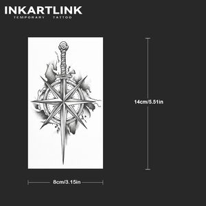 INKARTLINK Tatouage semi-permanent personnalisé réaliste en forme d'épée <span class=keywords><strong>de</strong></span> chevalier, imperméable, longue durée (2 semaines), <span class=keywords><strong>encre</strong></span> <span class=keywords><strong>Jagua</strong></span> - Product Image 4