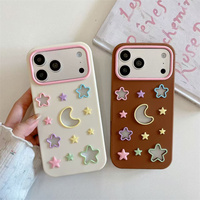 Casing HP Lichicase Silikon Lembut Lucu untuk iPhone 13 13 Pro 13 Pro Max Motif Bintang Bulan, Penutup Belakang Bernapas