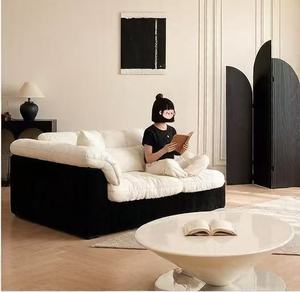 Modern Cloud Dual-Material 4-Seater Sofa, Minimalist Living Room Couch - Product Image 3
