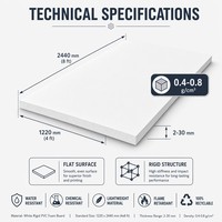 Plaque en mousse PVC personnalisée de 1220 mm x 2440 mm, épaisseur de 2 à 30 mm, densité de 0,4 à 0,9 g/cm³, pour enseignes de placards