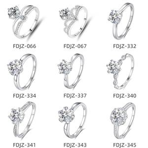 Прямые продажи с фабрики, 925 серебряные украшения, <span class=keywords><strong>1</strong></span> карат, роскошные кольца из мосанита для женщин VVS, выращенные в лаборатории, обручальное кольцо с бриллиантами - Product Image 4