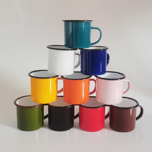 Personalized 12oz Durable Enamel Sublimation Coffee Mug Custom Logo Silver Rim Silk Screen Printing-Camping Promotional <b>Gifts</b> - Product Image 6