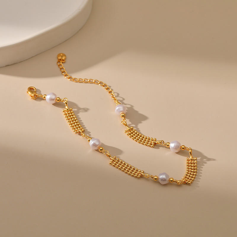 Step Chain Fancy Trendy High End Strap Chain Design French Retro Foot Chain Brass Plated 18K ...