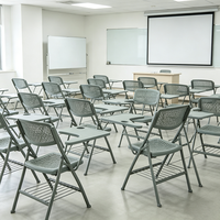 Chaise pliante en plastique économique avec tableau d'écriture, porte-livre et support pour tablette, taille personnalisée, multi-usages