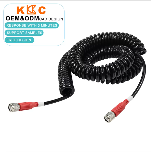 Spring BNC Cable Male to Female Coiled Curly Cord RG59 75 Ohm SDI HD CCTV Video Coaxial Extension for Camera DVR Monitor