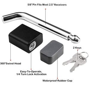 <span class=keywords><strong>Serrure</strong></span> à goupille coudée personnalisée, Dia de 5/8 pouces, pour montage à bille de 2-1/2 pouces, remorque à tête pivotante, récepteur de verrou de sécurité - Product Image 2