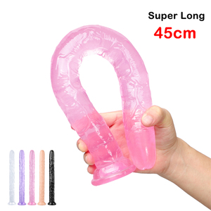 Scatola personalizzata gratuita-Super lungo realistico cinturino del pene su dildo con ventosa tazza di gelatina morbida per lesbiche G Spot Sex Toy - Product Image 3