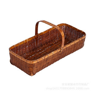 Bamboo Woven <b>Basket</b> Rectangle Handmade <b>Storage</b> Container For Household Use - Product Image 5