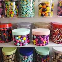 Prix de Gros : Récipients de Stockage Alimentaire Vides en Plastique Noir Transparent, Pots Ronds à Bonbons avec Couvercles 250ml 300ml 500ml 600ml 700ml